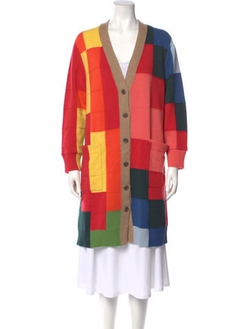 Pre-owned Akris Cashmere Colorblock Pattern Sweater In Red