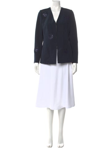 Pre-owned Akris Silk Patterned Top In Blue