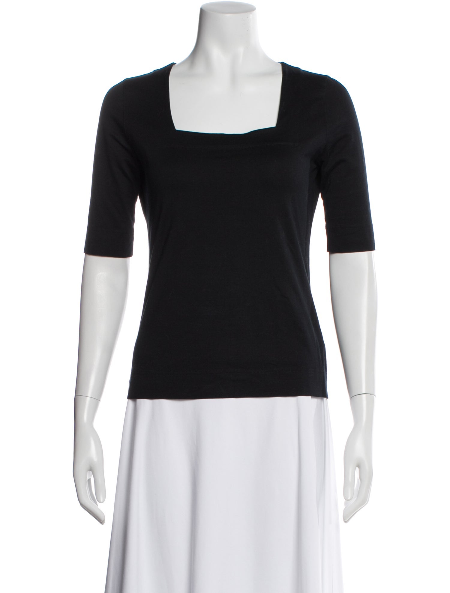 Akris Punto Square Neckline Short Sleeve Top