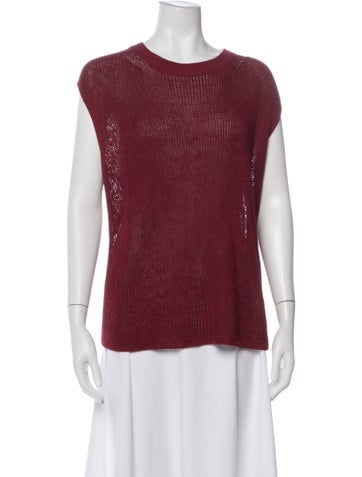 Pre-owned Akris Linen Scoop Neck Sweater In Red
