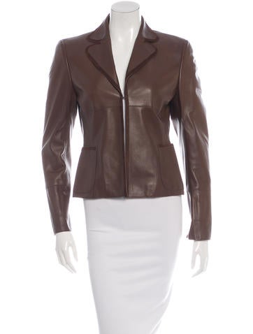 Akris Leather Hook-and-Eye Blazer