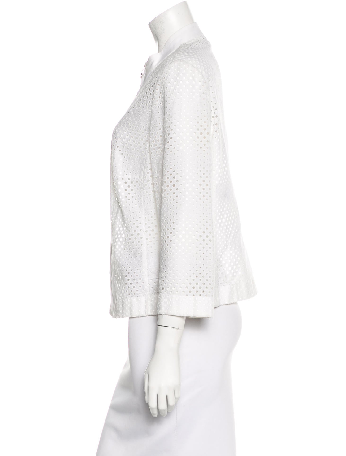 Akris MockNeck Eyelet Jacket White Jackets, Clothing AKR28723