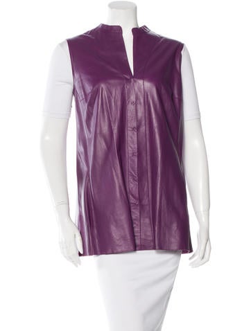 Akris Leather Collarless Vest