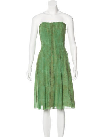 Akris Pleated Strapless Dress