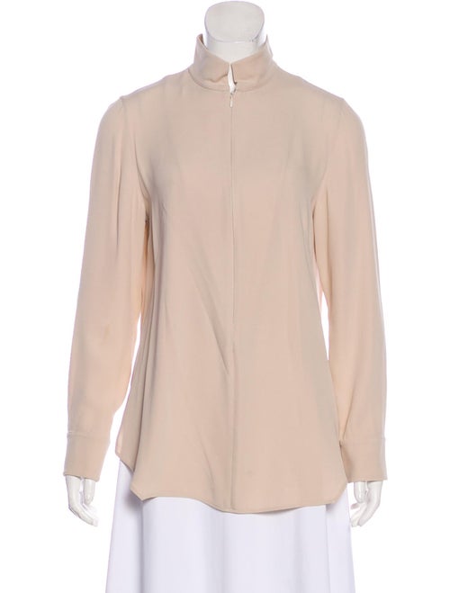 Akris Silk Long Sleeve Blouse Beige
