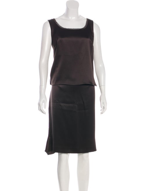 Akris Silk Skirt Set Brown