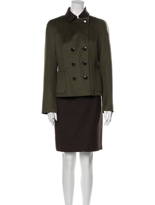 Akris Cashmere Skirt Suit Green