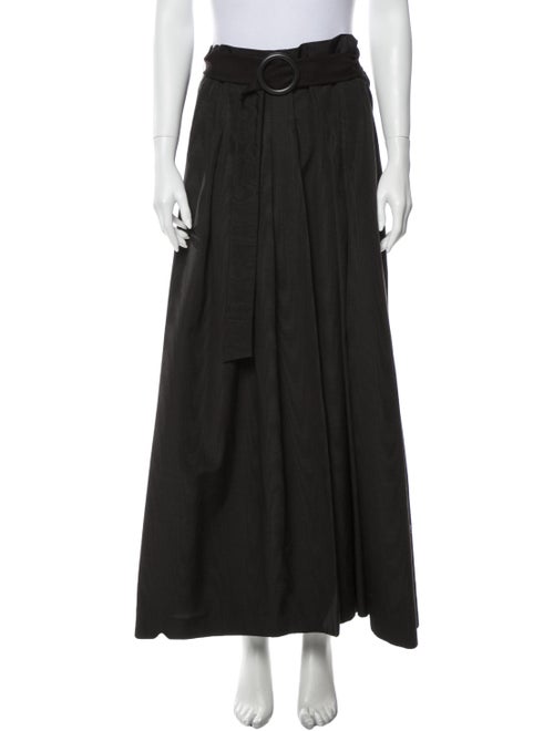 Akris Pleated Accents Long Skirt Brown