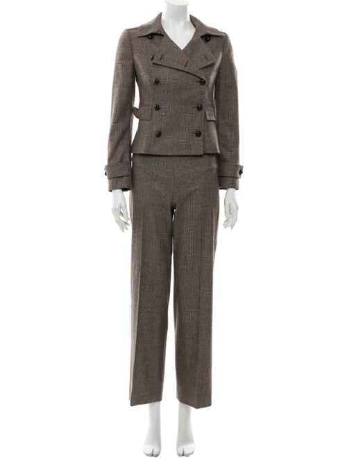 Akris Wool Plaid Print Pantsuit Wool