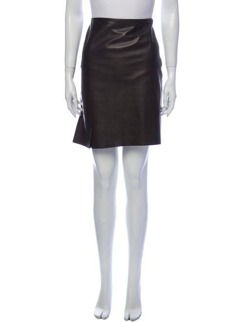 Akris Leather Mini Skirt Black