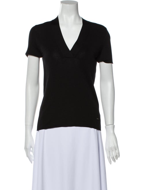 Akris Silk V-Neck Top Black