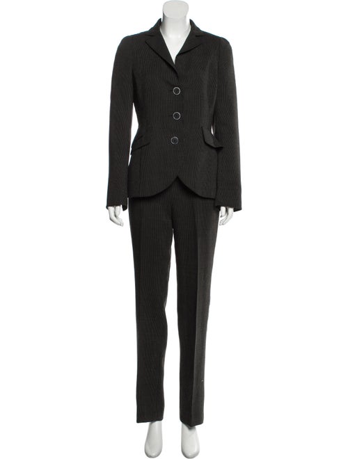 Akris Wool Pinstripe Pantsuit Black