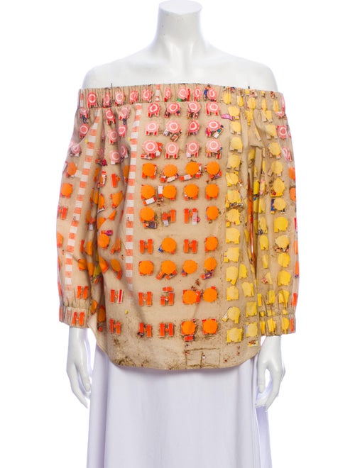Akris Printed Off-The-Shoulder Blouse