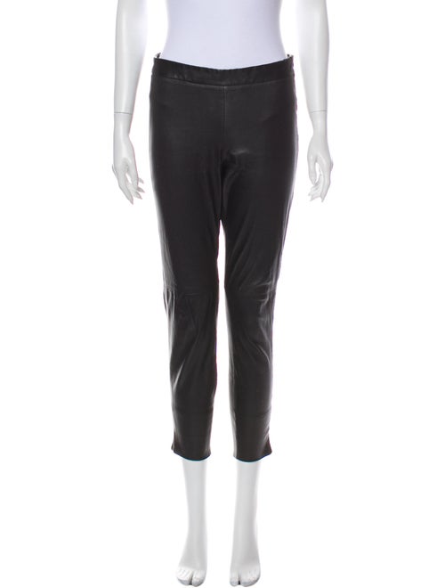 Akris Leather Skinny Leg Pants Black