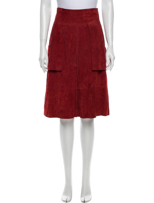 Akris Pleated Accents Knee-Length Skirt Red