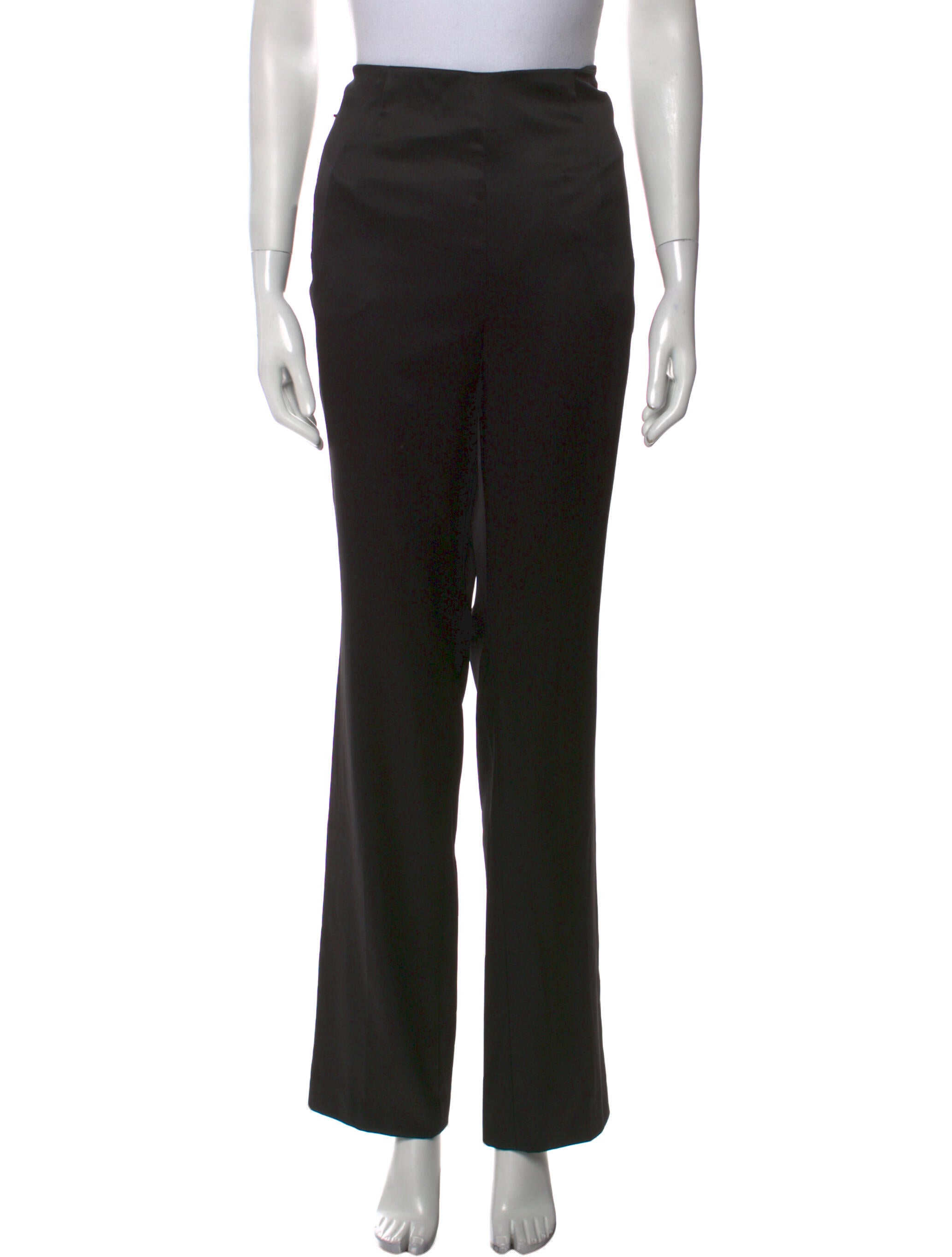 Akris Silk Wide Leg Pants Black, 12.25" Rise Pants, Clothing
