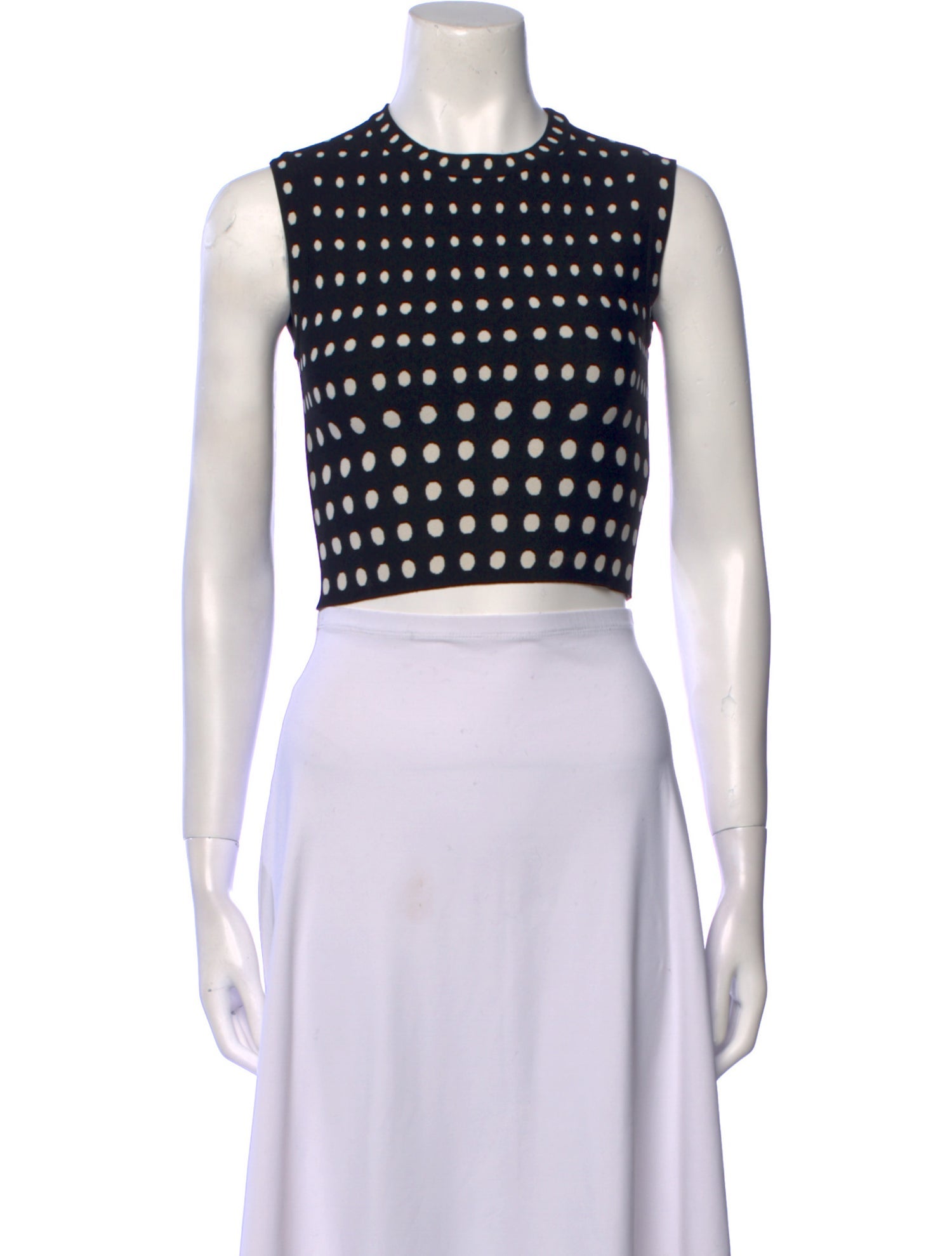 Alaïa Polka Dot Print Crew Neck Crop Top