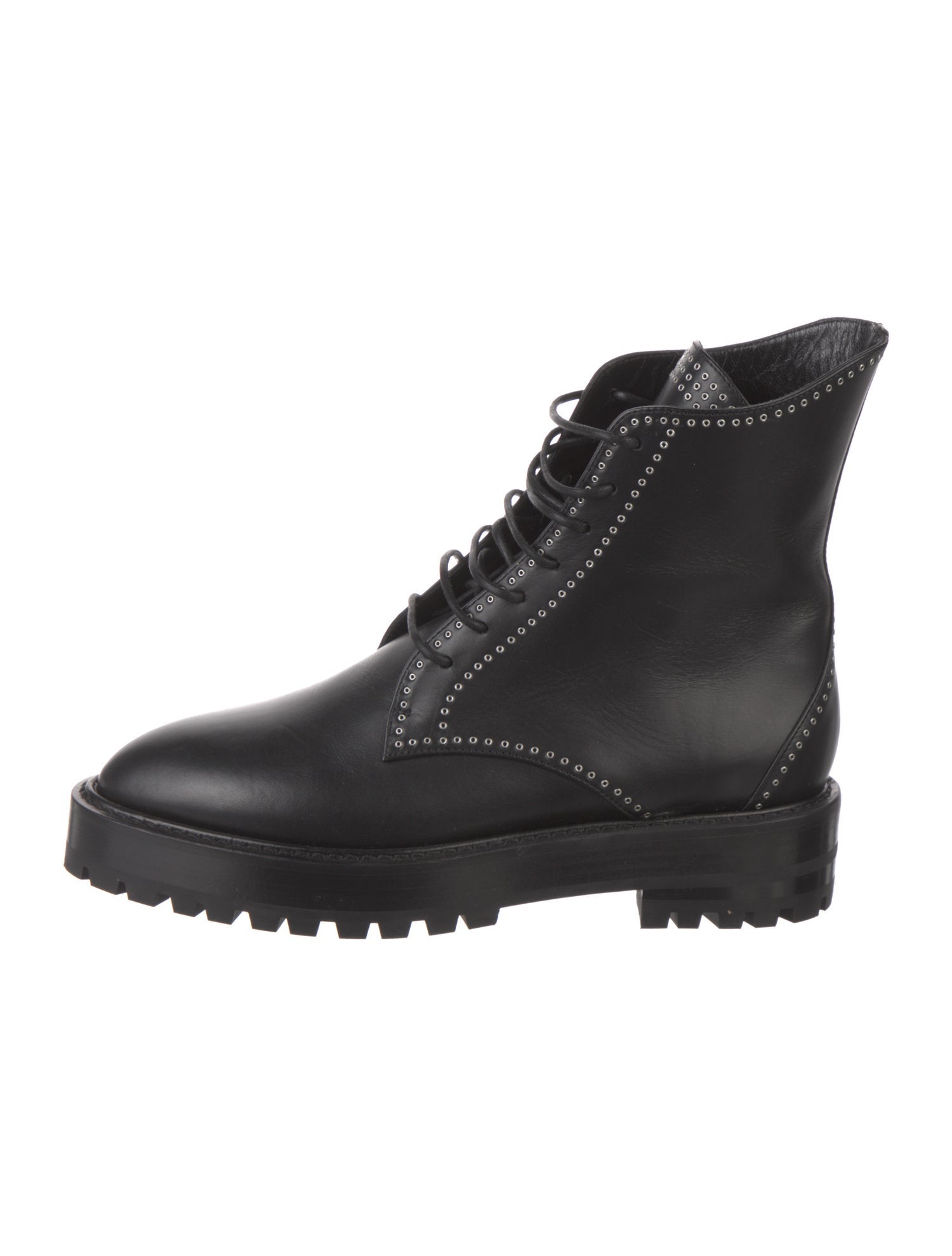 Alaïa Leather Studded Accents Combat Boots