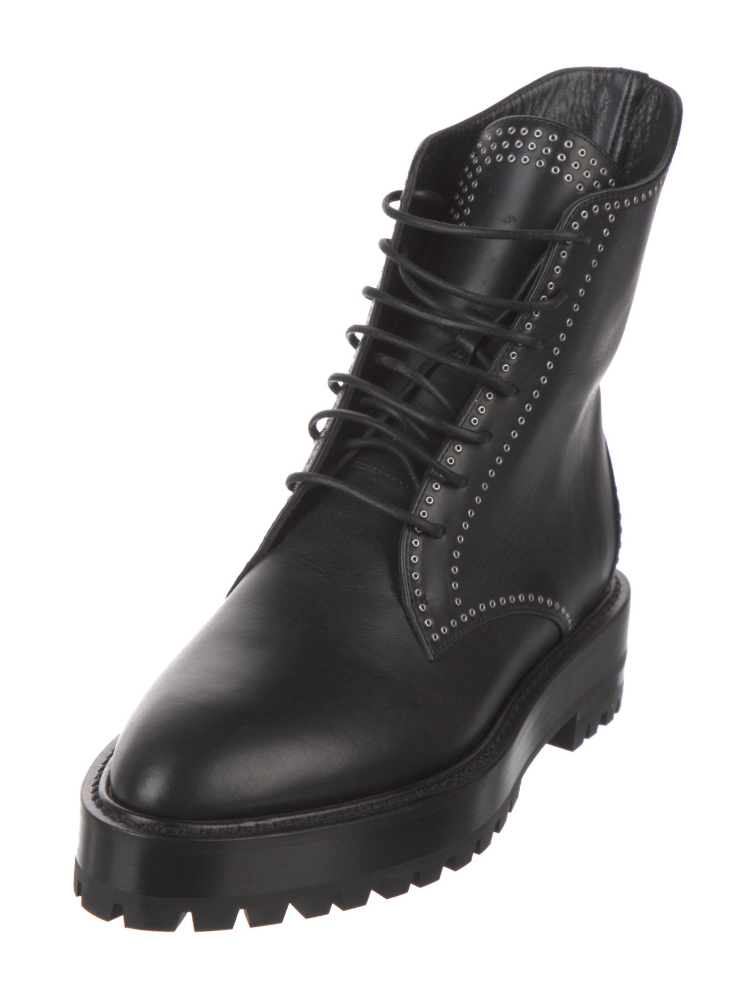 Alaïa Leather Studded Accents Combat Boots