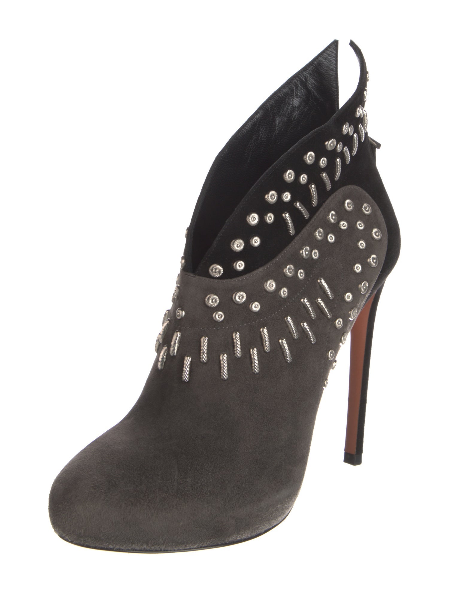 Alaïa Suede Colorblock Pattern Lace-Up Boots