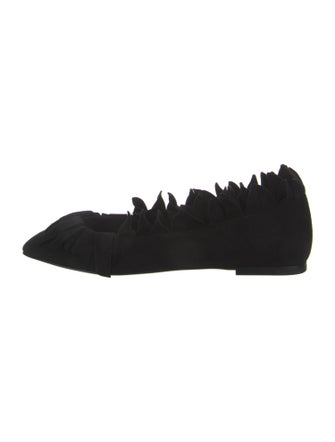 Alaïa Suede Ruffle Embellishment Ballet Flats