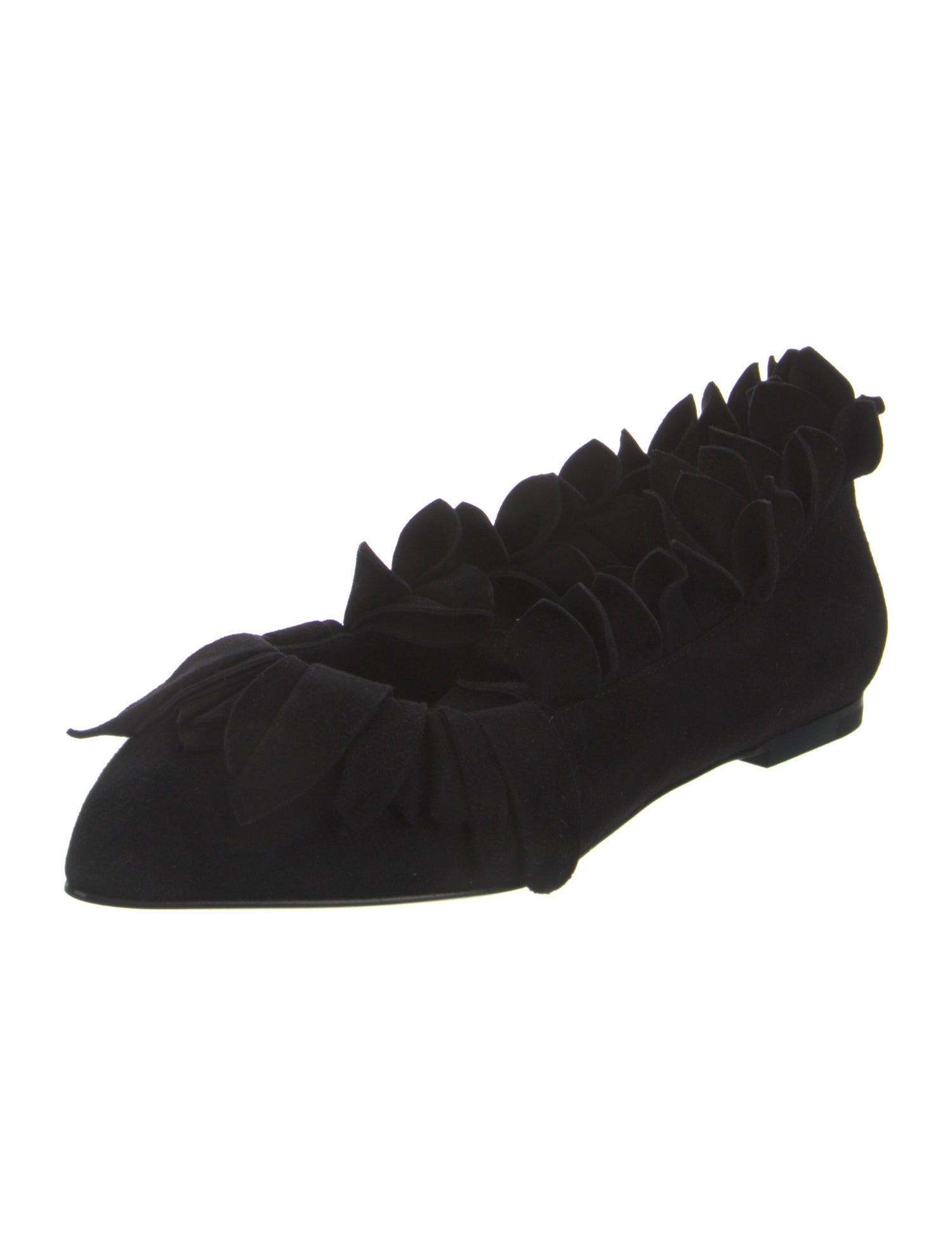Alaïa Suede Ruffle Embellishment Ballet Flats