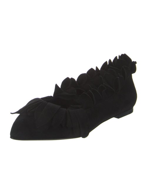Alaïa Suede Ruffle Embellishment Ballet Flats