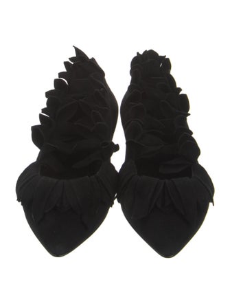 Alaïa Suede Ruffle Embellishment Ballet Flats