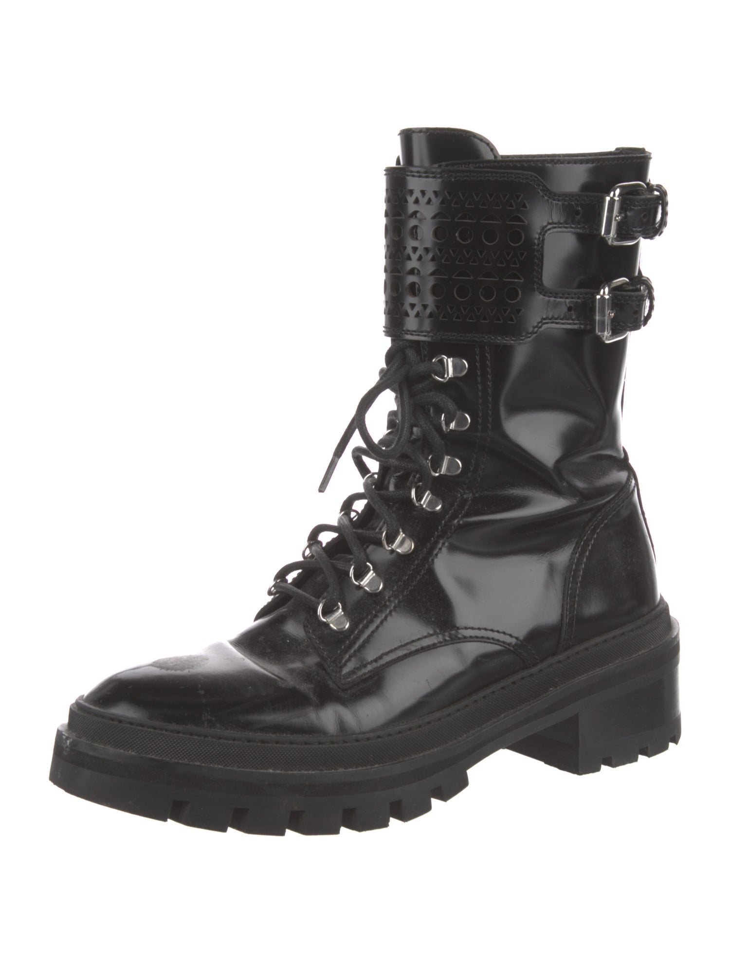 Alaïa Patent Leather Combat Boots