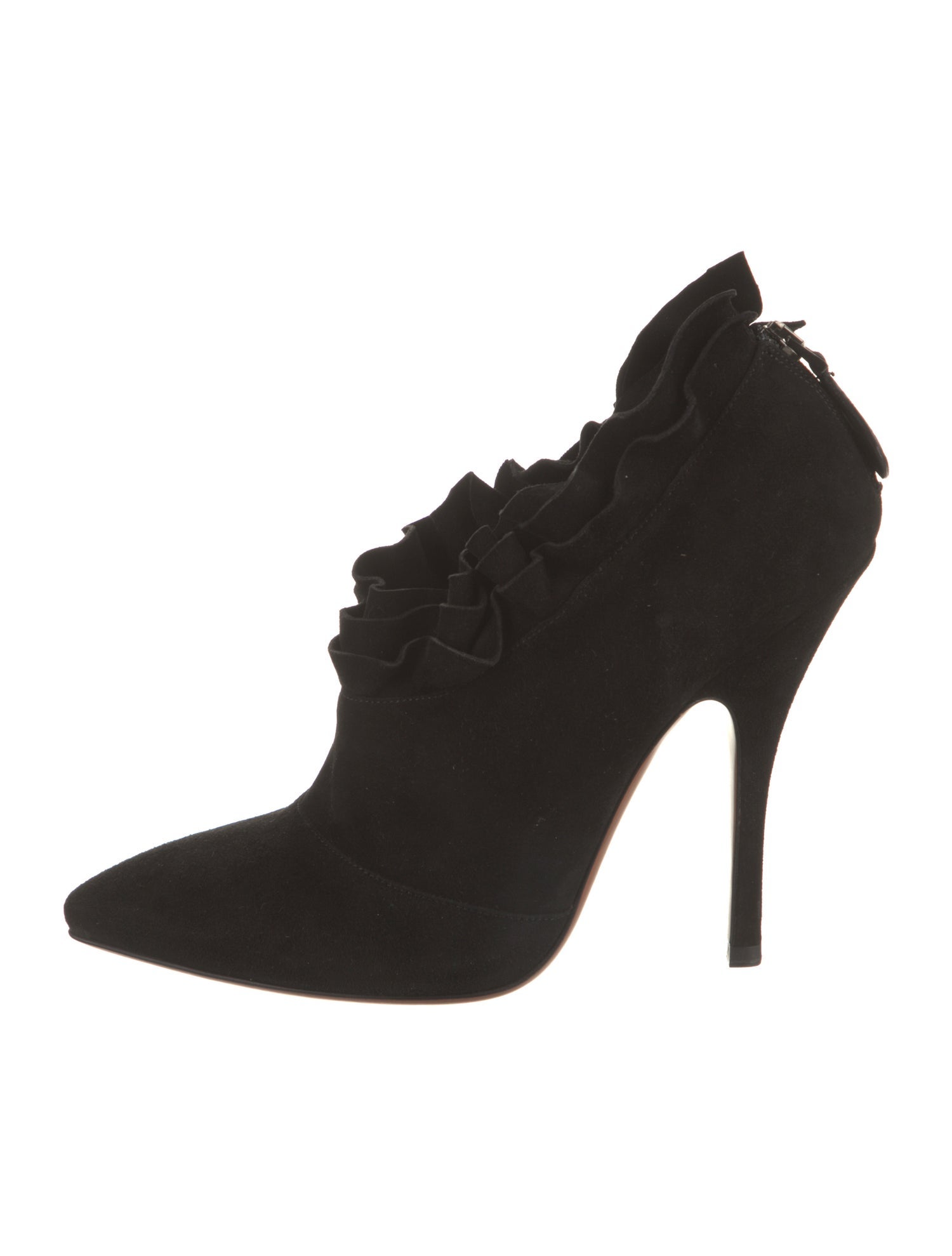 Alaïa Suede Ruffle Embellishment Mules