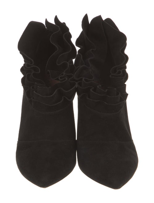 Alaïa Suede Ruffle Embellishment Mules