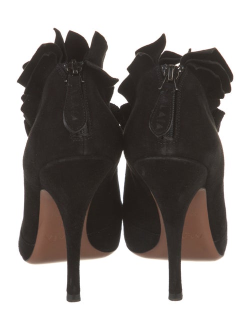 Alaïa Suede Ruffle Embellishment Mules