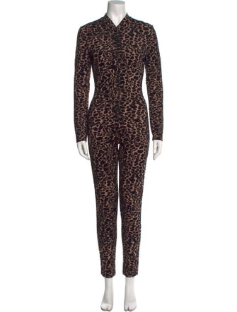 Alaïa Animal Print V-Neck Jumpsuit