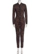 Alaïa Animal Print V-Neck Jumpsuit
