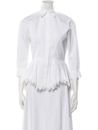 Alaïa Three-Quarter Sleeve Button-Up Top