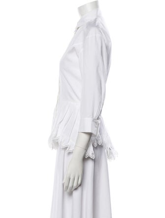 Alaïa Three-Quarter Sleeve Button-Up Top
