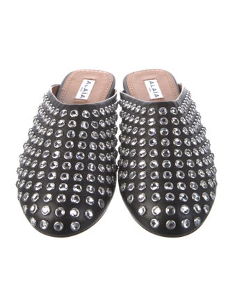 Alaïa Leather Crystal Embellishments Mules