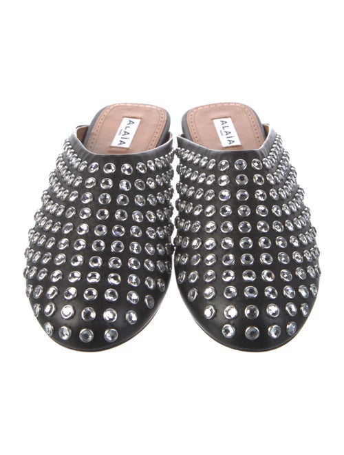 Alaïa Leather Crystal Embellishments Mules