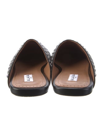 Alaïa Leather Crystal Embellishments Mules