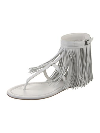 Alaïa Leather Printed T-Strap Sandals