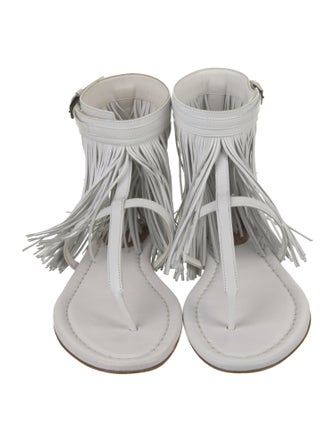 Alaïa Leather Printed T-Strap Sandals