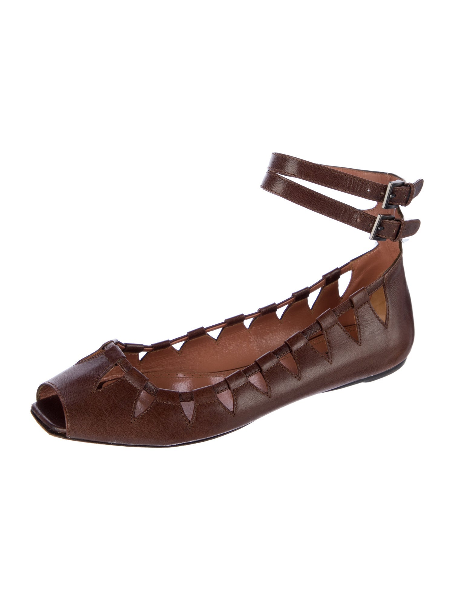 Alaïa Leather Lasercut Accents Ballet Flats