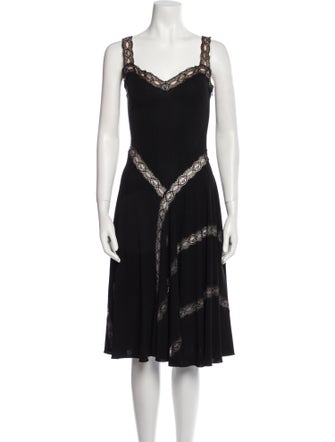 Alaïa V-Neck Midi Length Dress