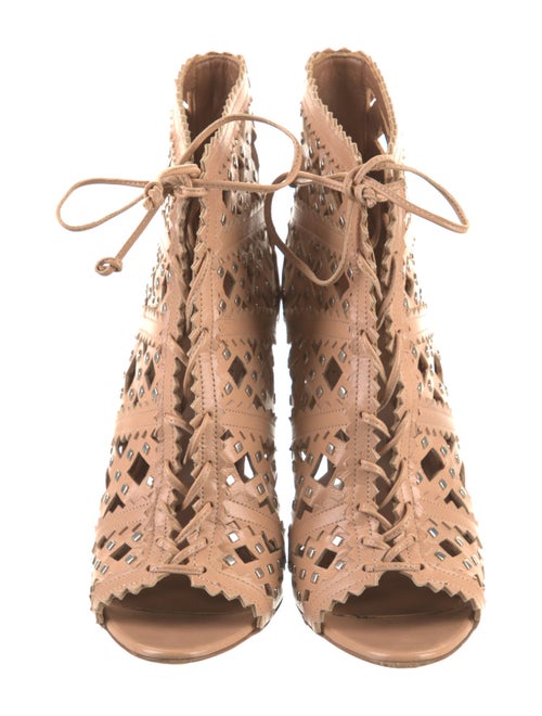 Alaïa Leather Cutout Accent Lace-Up Boots