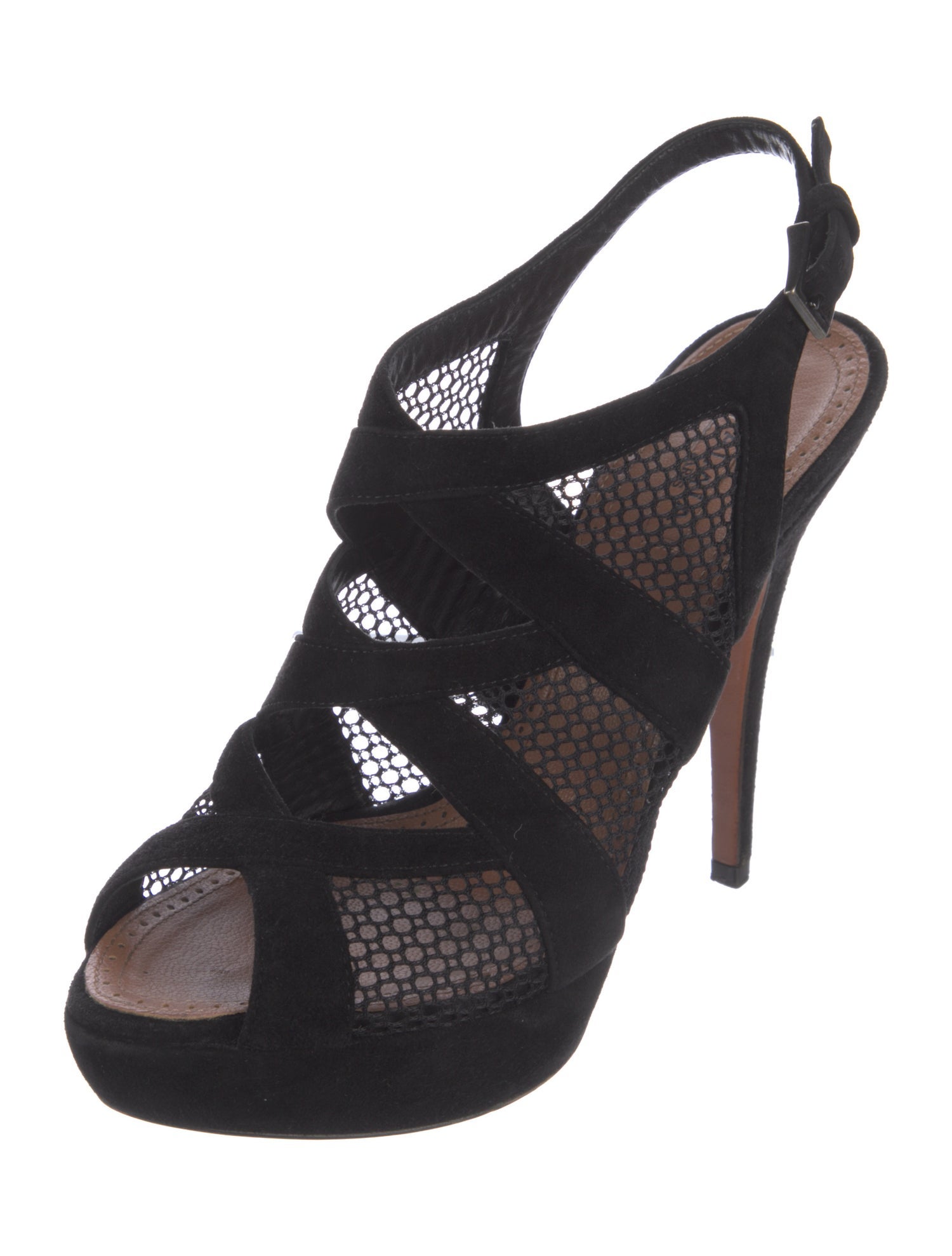 Alaïa Suede Mesh Accents Slingback Sandals