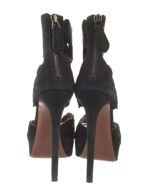 Alaïa Suede Scalloped Accent T-Strap Pumps