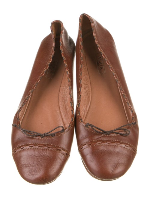 Alaïa Leather Bow Accents Ballet Flats