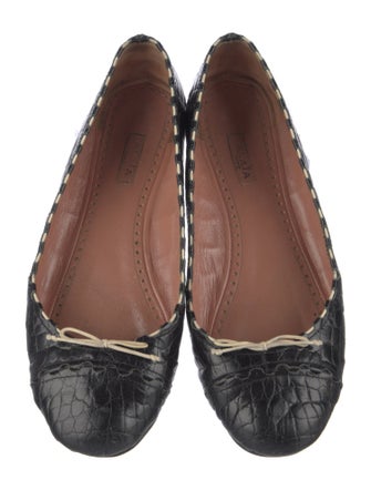 Alaïa Leather Bow Accents Ballet Flats