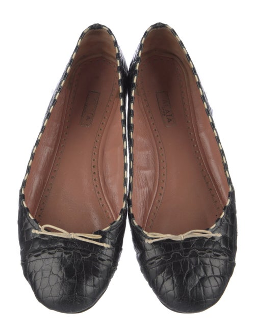 Alaïa Leather Bow Accents Ballet Flats