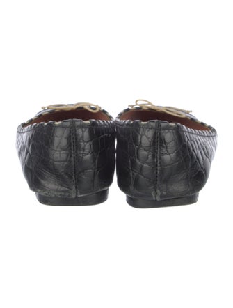 Alaïa Leather Bow Accents Ballet Flats
